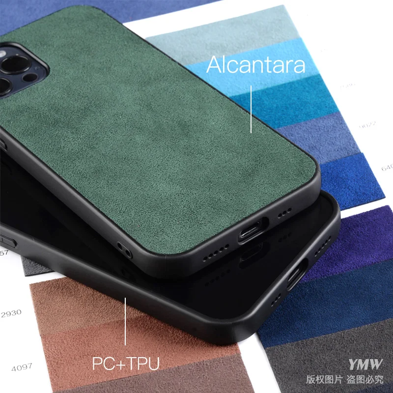 ymw alcantara case for iphone 13 pro max 12 mini 11 xr x xs max se2 7 8 plus supercar interior luxury suede leather phone cover free global shipping