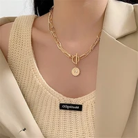 chuhan 2021 new trend golden sunflower portrait pendant personalized chain necklace ladies fashion jewelry