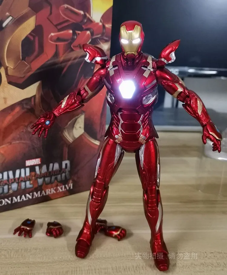 

MARVEL The Avengers Iron Man Can be illuminated with light MK46 PVC Action Figure Toys Dolls Gifts for Children 18cm