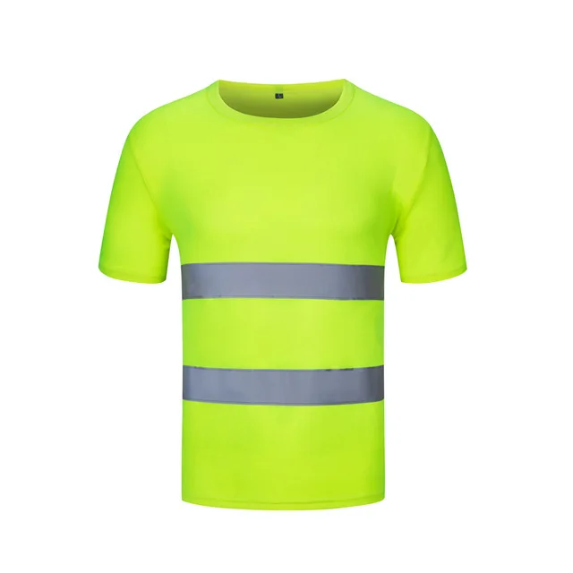 Round short Green Быстросохнущие светоотражающие жилеты безопасности высокая видимость спецодежда дорожного движения одежда Открытый Строительство Защитная Рабочая одежда - Цвет: Round short Green
