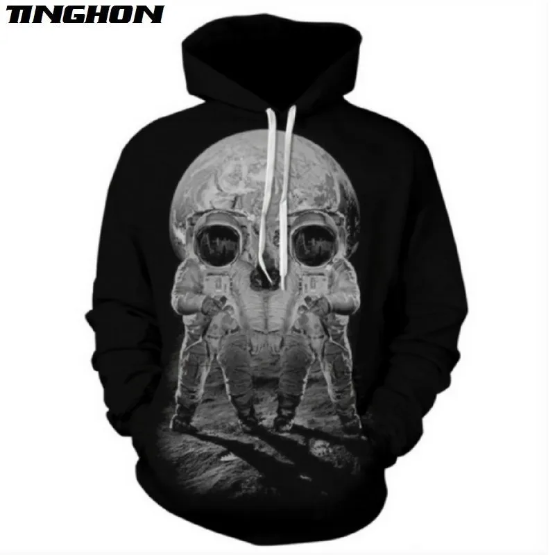 

Летняя новая модная мужская и женская футболка с объемным принтом космического черепа, повседневная куртка с капюшоном, толстовки, свитшот...