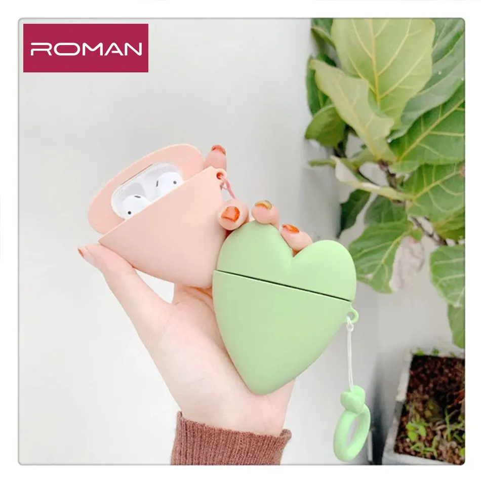 Чехол для наушников AirPods силиконовый милый защитный чехол с сердечком Apple Air pods 2