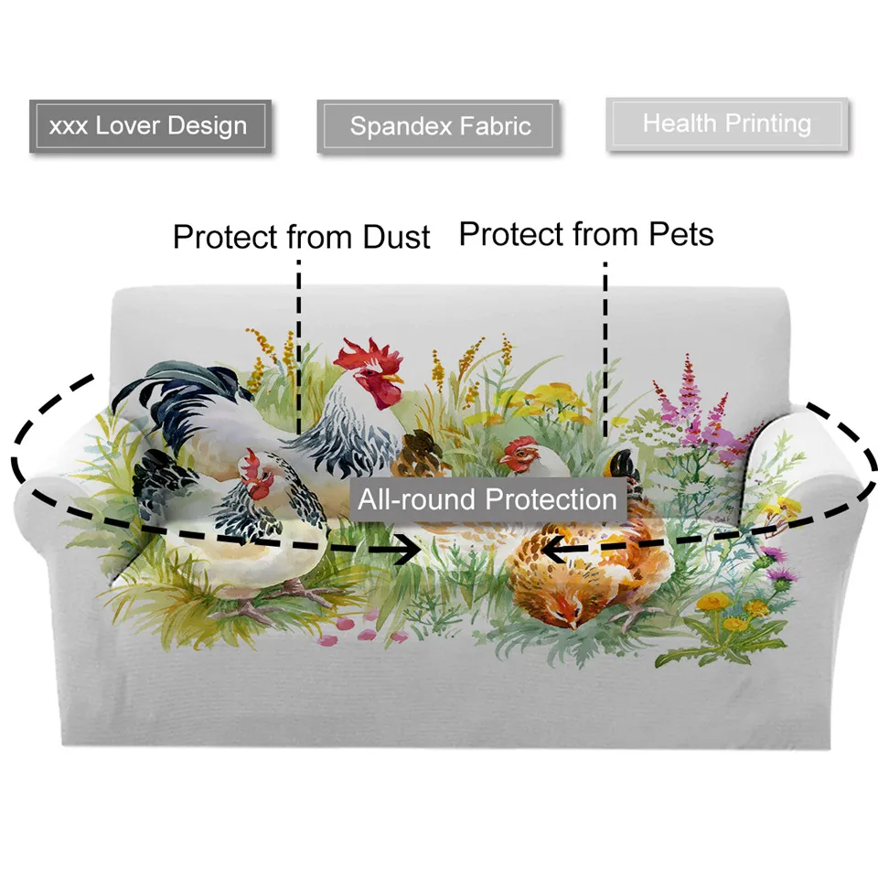 Чехол для кровати чехол курицы и дивана с подушкой акварельным петухом стула