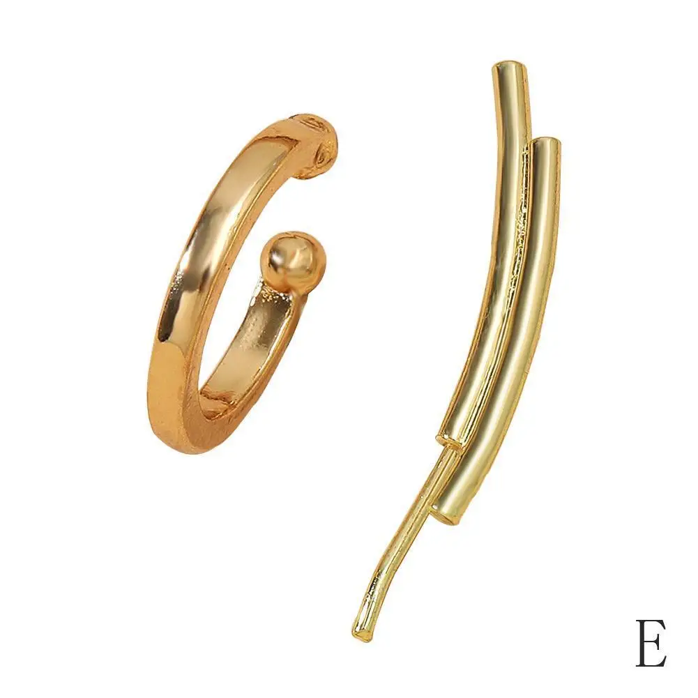 

2Pcs/Set Exquisite Bohemian Crystal Rhinestone Ear Cuff Clip Wrap Gold Bone Shiny Gift Elegant Earrings Jewelry Studs Women G5K0