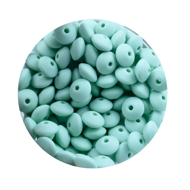 Mint Teeny Teeth 20 шт. Силиконовые Прорезыватели для зубов Abacus бусины в форме чечевицы DIY цепочка для прорезывания зубов красочные чечевицы Силиконовые Прорезыватели блюдца свободные бусины - Цвет: Mint