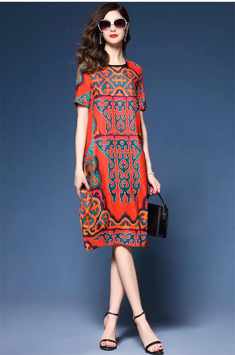 2020 Новое винтажное шелковое платье женское элегантное свободное ТРАПЕЦИЕВИДНОЕ