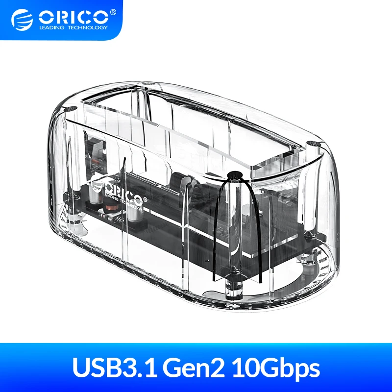ORICO 6139C3 3.5 inch Type-C Transparent Hard drive Enclosure USB3.1 Gen2 Drive Dock 12TB Drives External Case | Компьютеры и офис
