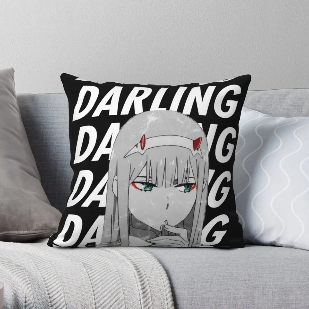

Квадратный чехол для подушки Zero Two Darling In The FranXX из полиэстера и льна