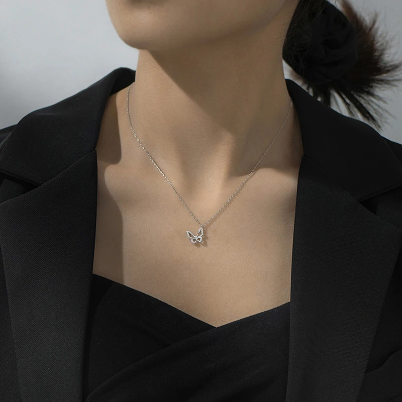 

Цепочка женская из серебра 925 пробы, с бабочкой и фианитом