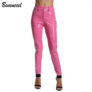 Женские облегающие брюки из ПУ кожи, однотонные повседневные брюки знаменитостей, зима 2021