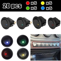 car accessories 5pcsset onoff 12v round rocker dot switch waterproof led light luminescence toggle switches