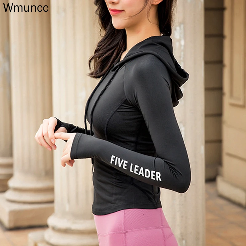 Wmuncc спортивная куртка для женщин с капюшоном йоги Топ тренировок бега Спортивная