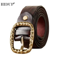 hidup unique design retro style cow skin leather belt brass buckle handmake pure solid cowhide belts jeans accessories nwj1086