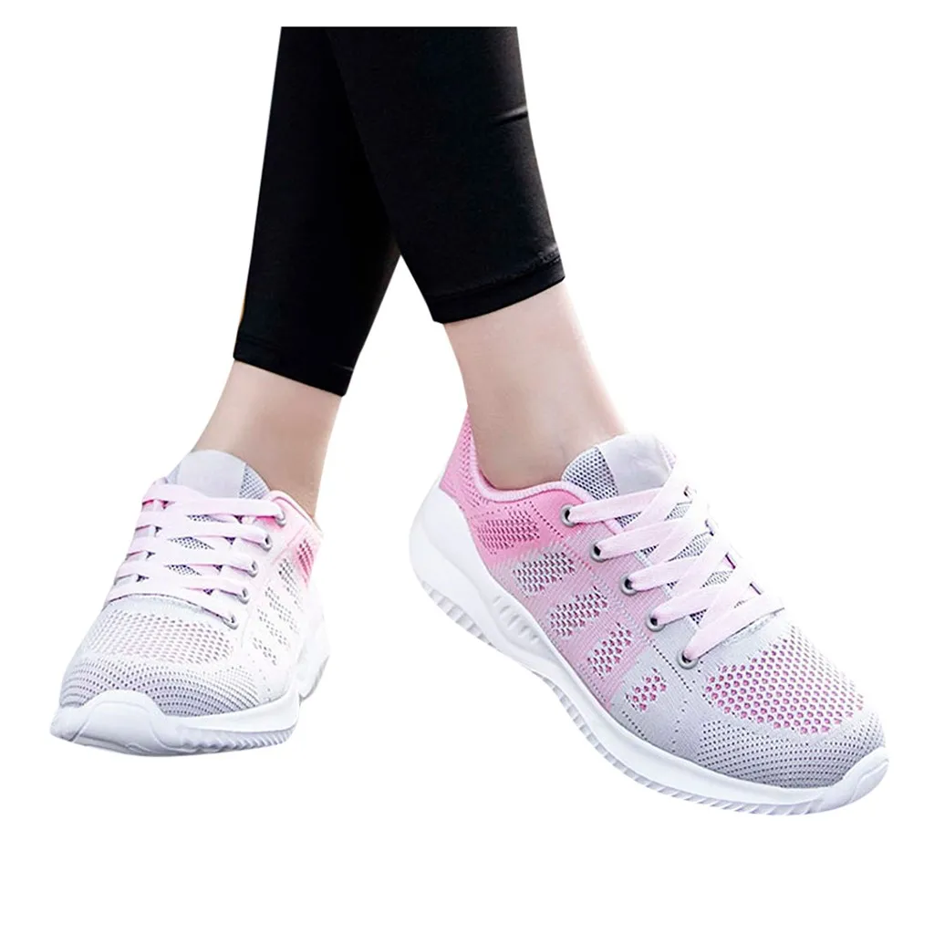 Женские сетчатые однотонные Нескользящие кроссовки на шнуровке повседневная