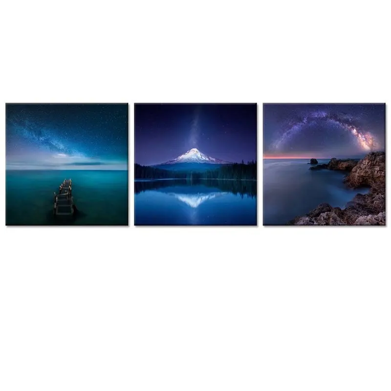 

Nature Landscape Canvas Painting Beautiful Starry Sky Galaxy Stars Wall Art Poster Nordic Print Modern Picture Home Decor