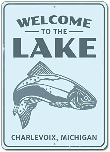 

Welcome to The Lake Fish Sign Metal Sign Aluminum Metal Sign 12x16 INCHES