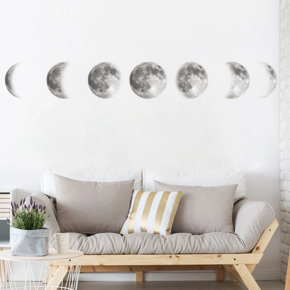 3D Наклейка на стену Moon Phase ПВХ золото серебро луна художественная наклейка