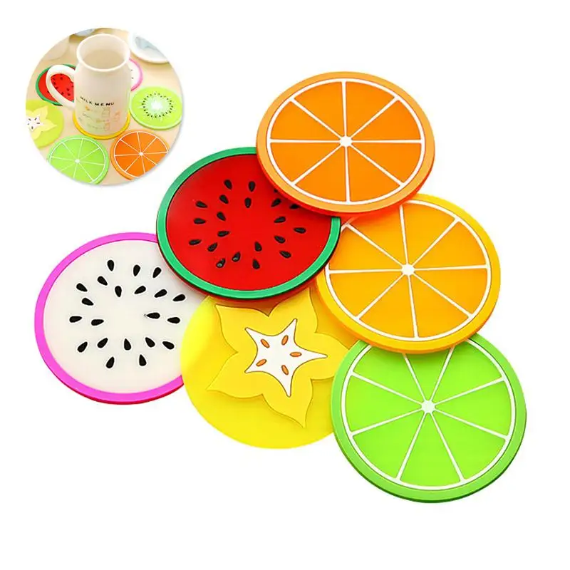 6 шт. Горячие подстаканники форма фруктов силиконовая подставка под кружку