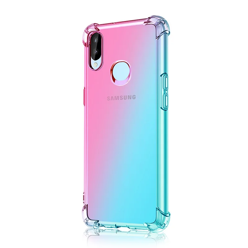 Pink and Green С четырьмя воздушными угловой градиентный прозрачный ТПУ чехол для samsung Galaxy A90 A80 A70 A60 A50 A40 A30 A20 A10 A9S A8S A2 CORE M40 M30 M20 M10 - Цвет: Pink and Green