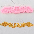 Барокко прокрутка рельефная граница силиконовая форма 3D листья капкейк Топпер инструменты для украшения тортов из мастики конфеты форма для шоколадной мастики