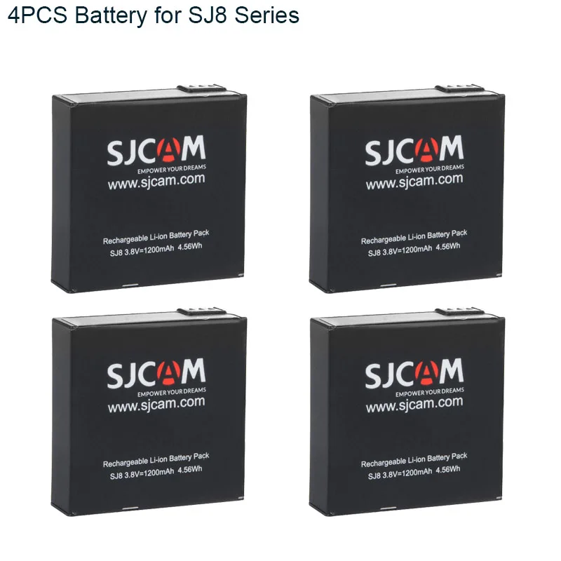 4Battery Аккумулятор SJCAM SJ8 Pro 1200 мАч литий-ионные аккумуляторы для SJCAM SJ8 Plus/SJ8 аксессуары для воздушной экшн-камеры - Цвет: 4Battery