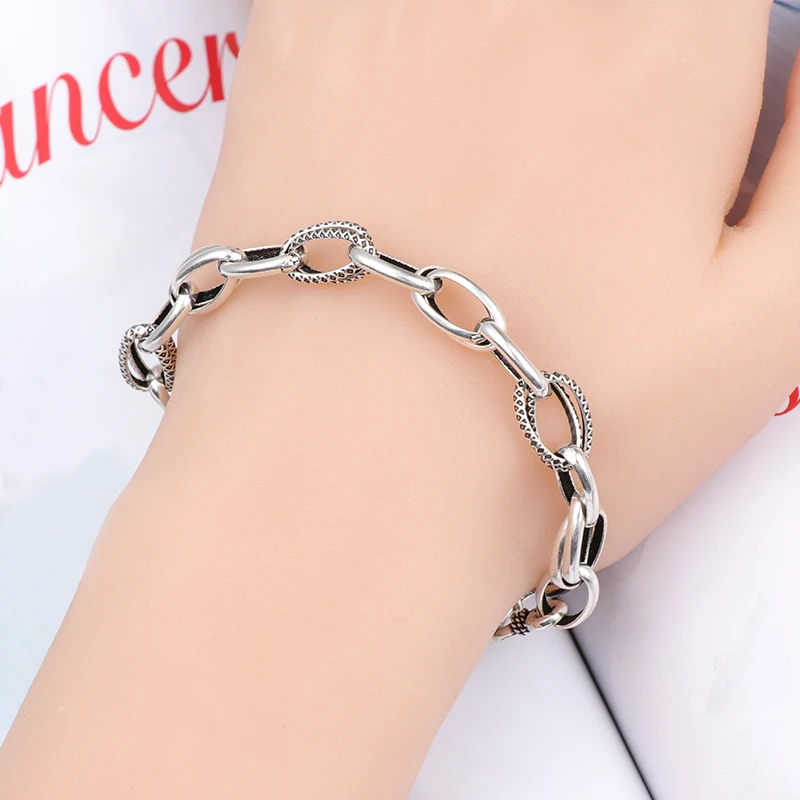 

Kinel S925 silver bracelet jewelry Personality Female Creative Fashion European DIY Bracelet Accessories Tide brand Retro