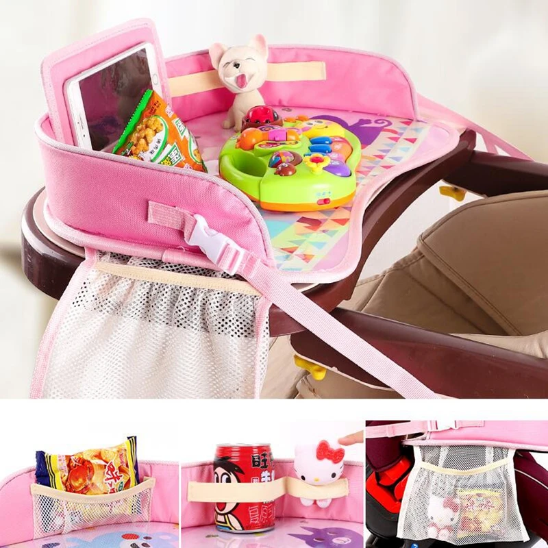 Baby Portable Stroller Feeding Mobile Table Waterproof Multi-function Storage and Eating Plate Toddlers Car Painting Trays | Мать и