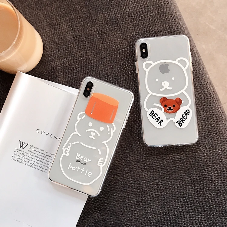 

Bear for Iphone11pro Xsmax Phone Case 9 iPhone 7/6S/8Plus Silicone Case Transparent XR