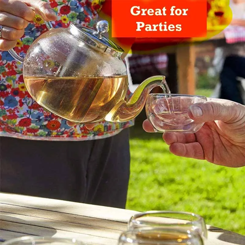 BORREY Borosilicate Glass Teapot Teaup Flower With Removable Infuser Filter Heat Resistant Stove Warmer Base | Дом и сад