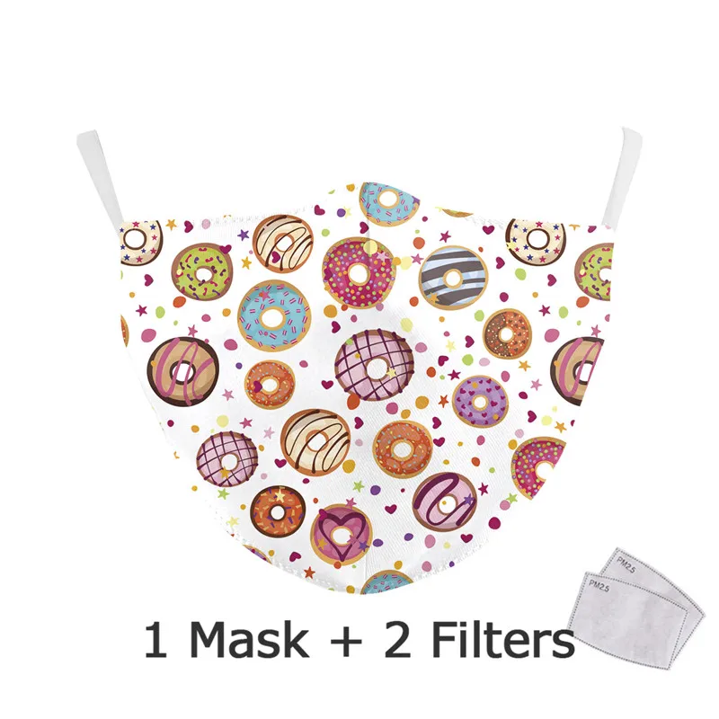 

Reusable Cotton Black Mouth Mask Activated Carbon Filter Windproof Mouth-muffle Face Masks Floral Loveliness with 2Pcs Filters