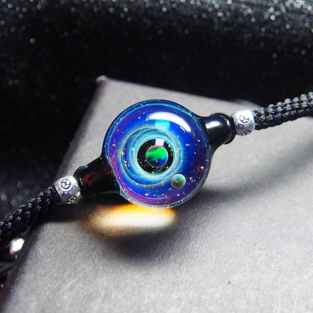 necklace 5 Вселенная планеты стеклянные браслеты из бисера и браслеты галактика модные ювелирные изделия галактика солнечной системы браслет для женщин Рождество - Окраска металла: necklace 5