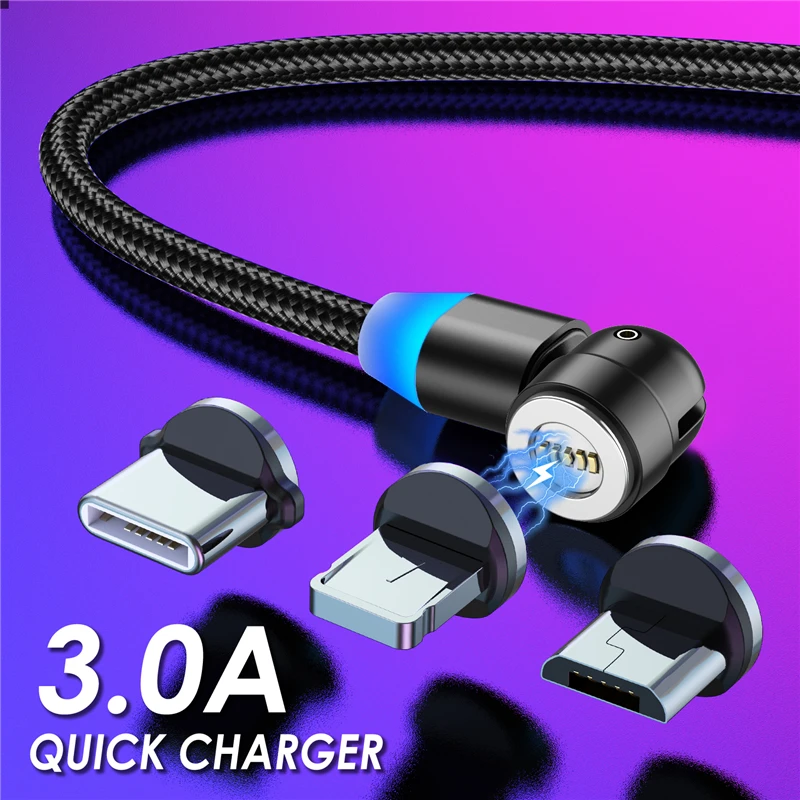 

Lovebay Roating Magnetic Charging Cable For iPhone 11 12 13 Xiaomi 11 Huawei Universal USB Type C Cable Micro Wire Fast Charging