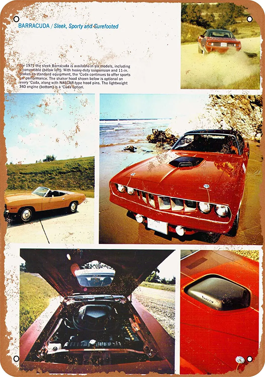 

WallColor 8*12 Metal Sign 1971 Plymouth Barracuda Vintage Look 3