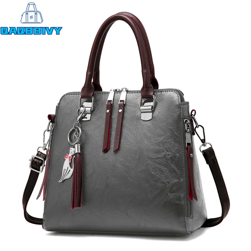 

New 2021 Fashion Women Handbags Solid Vintage Leather Tassels Purses Handbag Ladies Crossbody Bags Shoulder Tote Messenger Bag