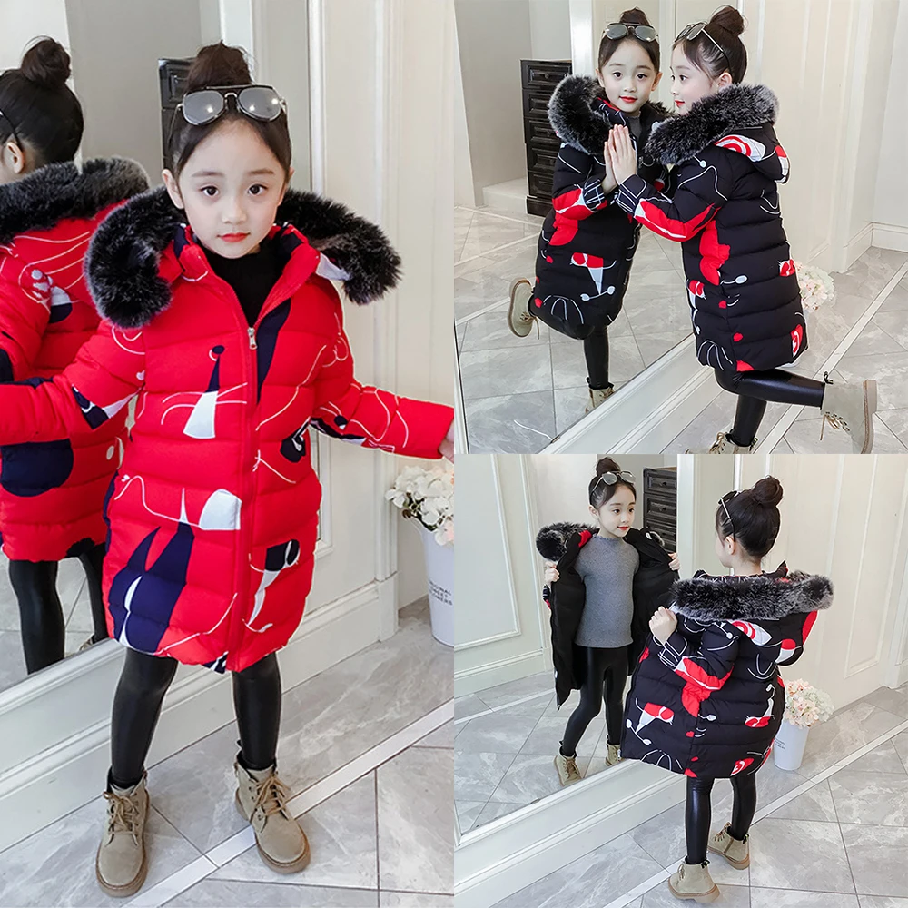 CYSINCOS/Коллекция 2020 года Детское пальто с мехом для девочек зимняя куртка