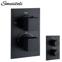 smesiteli bathroom black round square solid brass concealed thermostatic shower valve mixer water tap bathroom water faucets