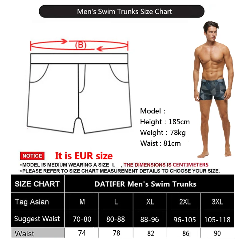 

Datifer Men Swimwear Quick Dry Fashion Swimming Trunks Sexy Beach Shorts EC04X Male Bathing Surfing Briefs Holiday Swimsuit