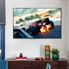 F1 плакат гоночный автомобиль с огнем, холст, картина, спортивное настенное искусство, Скандинавская картина для гостиной, украшение для дома без рамки