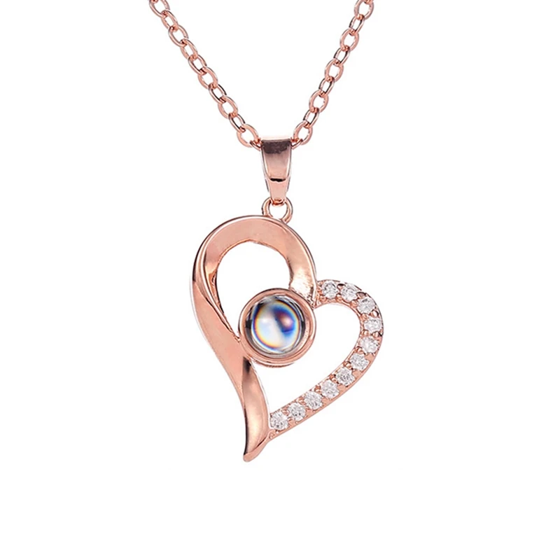 Подарок для девушки проекционное ожерелье с надписью Я люблю тебя на 100 языках