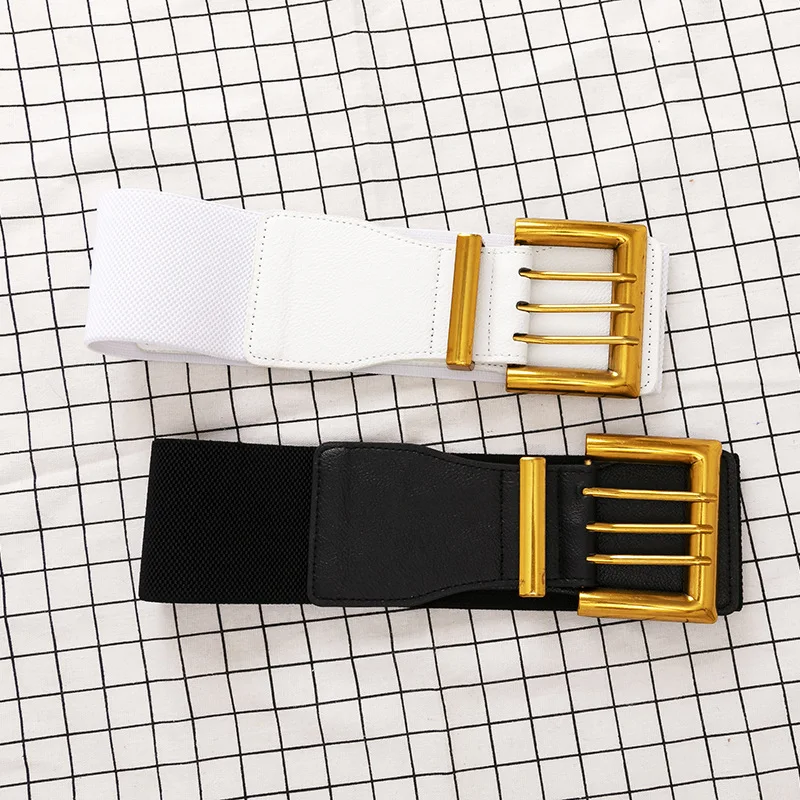 

Wide belt with three breasted button gas eye ladies waist seal black and white women's sweater jacket stretch belt with dress