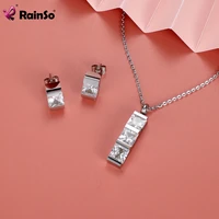 rainso women necklace set with earrings party engagement enamel fashion stainless steel earringscharm pendant