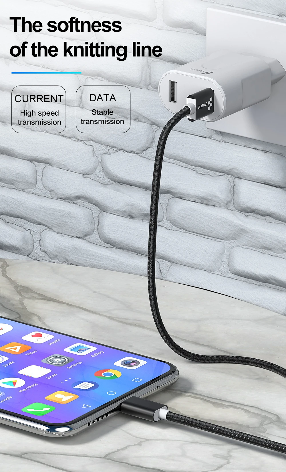 Swalle mi cro type-C USB кабель нейлоновый провод для быстрого заряда для i Phone Sam sung Xiao mi мобильный телефон usb зарядный шнур Быстрая