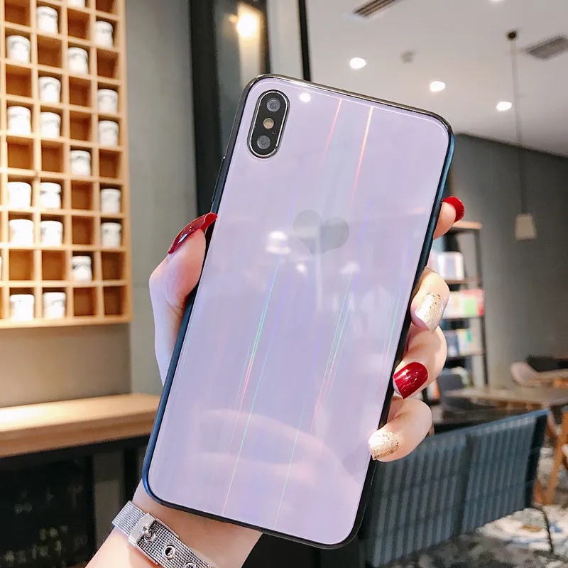 Aurora love для iPhone Xs MAX XR X чехол из закаленного стекла ПК 6 6s 7 8 Plus задняя крышка honor 8X