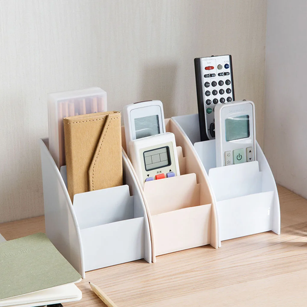

TV Remote Storage Box Remote Control Holder Tea Table PP Storage Box 3 Grid Office Desktop Tidy Stationery Organizer Box