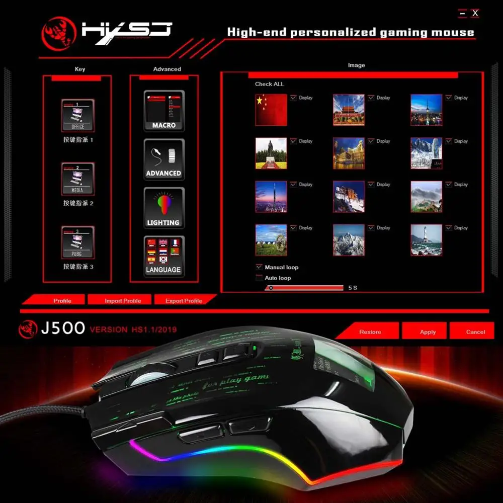 

10000DPI 7 Buttons USB Wired Gaming Mouses RGB Gaming Mouse with Display Screen 6 Adjustable DPI for Desktop PC Laptop