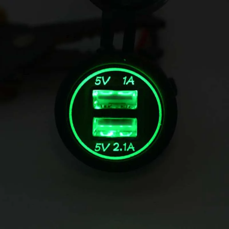 Cigarette Lighter Socket Splitter 12V-24V 2 Port USB Car Charger with Led Light Power Adapter Motorcycle Usb | Автомобили и