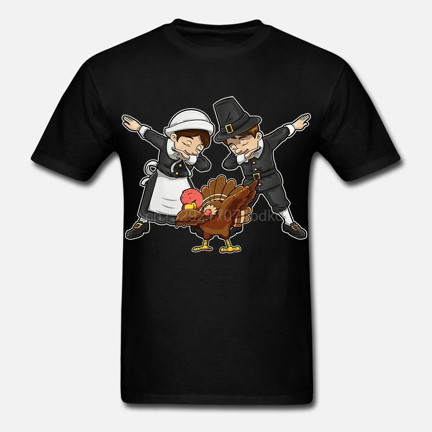 Men tshirt Short sleeve Women T-Shirt Dabbing Pilgrim Turkey T Shirt Happy Thanksgiving Dab Dance |