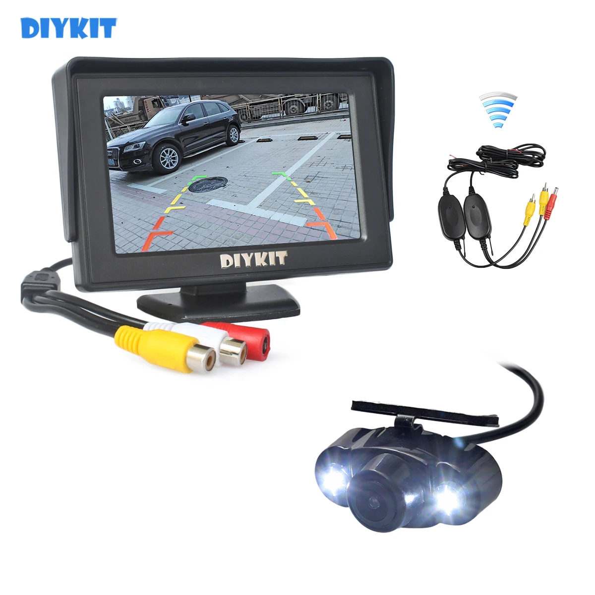 

DIYKIT Wireless 4.3" TFT LCD Backup Car Monitor + Waterproof Rear View Car Camera Parking System Kit