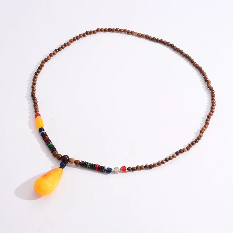 Мужские деревянные бусины HONGYE в стиле ретро украшения для свитера ожерелье