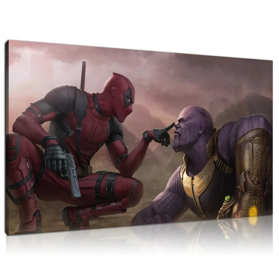 Фотообои Deadpool Vs Thanos 1 панель настенный плакат холст картина печатные картины для